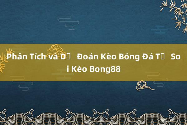 Phân Tích và Dự Đoán Kèo Bóng Đá Từ Soi Kèo Bong88