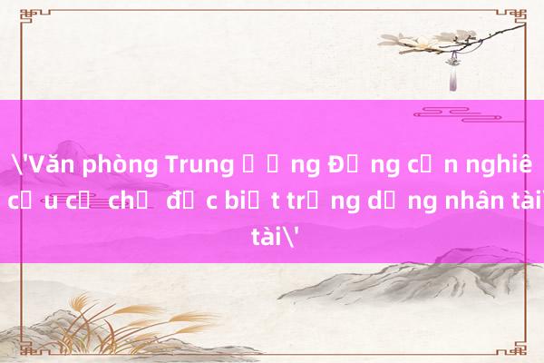 'Văn phòng Trung ương Đảng cần nghiên cứu cơ chế đặc biệt trọng dụng nhân tài'